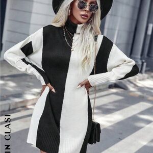 Black and white sweater turtleneck sweater